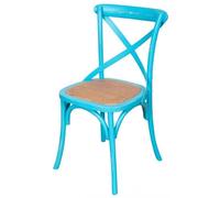 Biscottini Chaises de salle à manger en bois massif 48x82x52 cm - Chaise cuisine et salon en rotin - Chaises en bois pour l'extérieur et l'intérieur - Chaises bleues