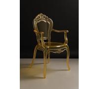BISCOTTINI Chaises en polycarbonate - Chaise avec accoudoirs cuisine salon 53 x 49 x 97,5 cm - Fauteuils baroques salle à manger chambre - Chaise en plastique imperméable élégante mariage cérémonies