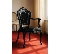 Biscottini Chaises en polycarbonate noir - Chaise Accoudoirs Salon 53 x 49 x 97,5 cm - Fauteuils baroques salle à manger chambre - Chaise en plastique imperméable élégante mariage cérémonies
