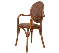 Biscottini Chaises Salle à manger Bois et Simili-cuir Thonet 45x47x96 cm - Fauteuil en similicuir Chambre Vintage - Fauteuil rembourré Salon - Chaise avec accoudoirs Cuisine et Salon Classique