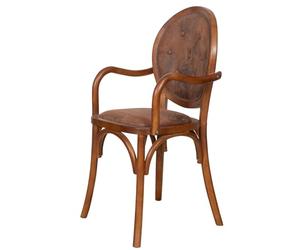 Biscottini Chaises Salle à manger Bois et Simili-cuir Thonet 45x47x96 cm - Fauteuil en similicuir Chambre Vintage - Fauteuil rembourré Salon - Chaise avec accoudoirs Cuisine et Salon Classique