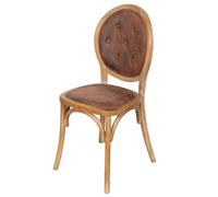 Biscottini Chaises Salle à manger Bois massif et simili cuir Thonet 43x48x96 cm - Fauteuil en simili cuir Chambre Vintage - Fauteuil rembourré Salon - Chaise cuisine et salon Classique