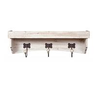 Biscottini Cintre mural en bois 62 x 22 cm | Cintre peignoir de bain avec crochets | Porte-manteau mural