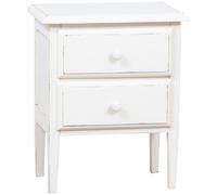 Biscottini Comodino Country En Bois Massif Blanc Vieilli 55x35x65 Avec 2 Tiroirs