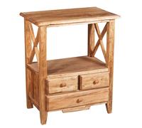 Biscottini Comodino En Bois Massif de Tilleul 56x36x66 3 Tiroirs Style Country
