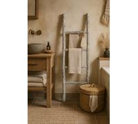Biscottini Échelle porte-serviettes de bain 128 x 32 x 3 cm - Escalier décoratif en bois - Escalier en bois porte-serviettes - Escalier porte-serviettes mural en métal, Bambu