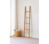 Biscottini Escalier décoratif en bois naturel 148 x 34 x 4 cm - Porte-serviettes en bambou - Porte-serviettes mural en métal