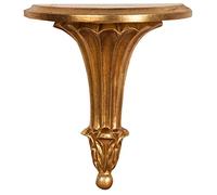 Biscottini Étagère murale | Étagère en bois baroque 23x21x11cm | Étagère de cuisine | Étagère en or antique | étagères shabby chic murales | Petite console baroque murale