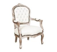Biscottini Fauteuil Baroque 75x50x50 cm - Chaises Louis XVI - Fauteuil Chambre Style français - Fauteuil Chambre Blanc