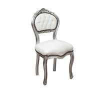 Biscottini Fauteuil Baroque 92 x 45 x 42 cm Argent | Chaise Louis XVI | Fauteuil Salle a Manger | Chaise Style Louis XVI | Meuble Baroque