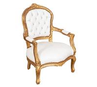 Biscottini Fauteuil, Bois, Blanc et Or, 73x50x51,5 cm