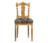 BISCOTTINI INTERNATIONAL ART TRADING Biscottini Ancienne 95 x 45 x 42 cm Louis XVI Antique Or, Chaise rembourrée Style français, Fauteuil Chambre en Tissu Beige, Media L7328