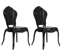 Biscottini Lot de 2 chaises baroques en polycarbonate noir - Fauteuil effet cristal - Chaises en plastique Louis XV moderne - Chaise élégante pour salle à manger, cuisine, salon, restaurant