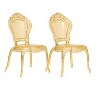 Biscottini Lot de 2 chaises baroques en polycarbonate transparent - Fauteuil effet cristal - Chaises en plastique Louis XV moderne - Chaise élégante pour salle à manger, cuisine, salon, restaurant