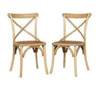 Biscottini Lot de 2 chaises de salle à manger en bois massif - Chaise cuisine et salon en rotin - Chaises d extérieur et intérieur - Chaise en peluche Rustica Cross - Siège rembourré Thonet Vintage