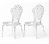 Biscottini Lot de 2 chaises en polycarbonate transparent - Chaise cuisine salon 53 x 50 x 97,5 cm - Fauteuils baroques salle à manger chambre - Fauteuil en plastique d'extérieur moderne cérémonies