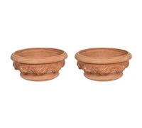 Biscottini Lot de 2 grands pots de fleurs en terre cuite 40 x 40 x 19 cm - Grand pot de fleurs d'extérieur fait main en terre cuite