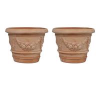 Biscottini Lot de 2 Pots d'Extérieur en Terre Cuite L40 x PR40 x H30 - Grands Vases Pour Plantes Fabriqué en Italie