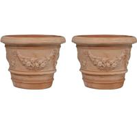 Biscottini Lot de 2 Pots pour Plantes d'extérieur L40,5 x PR40,5 x H30,5 fabriqué en Italie - vases en Terre Cuite Grands pour l'extérieur - vases pour Plantes d'extérieur - Grand Pot d'extérieur