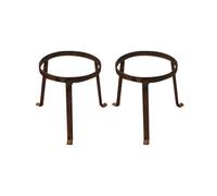 Biscottini Lot de 2 supports de pots ronds en fer forgé 21 x 21 cm - Pour extérieur et intérieur à trois pieds - Support pour pots et plantes de style rustique - Pied pour plantes vintage