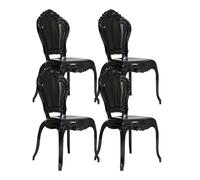 Biscottini Lot de 4 chaises baroques en polycarbonate noir - Fauteuil effet cristal - Chaises en plastique Louis XV moderne - Chaise élégante pour salle à manger, cuisine, salon, restaurant