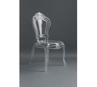 Biscottini Lot de 4 chaises transparentes baroque en polycarbonate - Fauteuil effet cristal - Chaises en plastique Louis XV moderne - Chaise élégante pour salle à manger, cuisine, salon, restaurant et