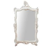 Biscottini Miroir Mural Chambre 122x5,5x68 cm | Miroir Shabby Chic | Miroir Salle de Bain Blanc