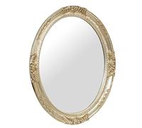 Biscottini Miroir Mural Grand 93 x 3,5 x 72 cm, Miroir Ovale fabriqué en Italie, Miroir de Salle de Bain Finition Argent