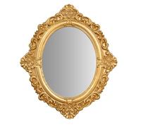 Biscottini Miroir mural long 50x58x2 cm - Miroir mural - Miroir salon, entrée - Miroir de chambre - Miroir de salle de bain ovale - Miroir cadre en bois doré