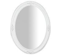 Biscottini Miroir Ovale 84x64x3 cm Made in Italy | Miroir Rond en Bois| Miroir Blanc Finition Gris Antique