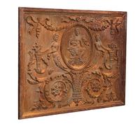 Biscottini Plaque Fonte décorée en Relief | Pare-étincelles, Couvre-cheminée 81 x 2 x 65 cm, Rouille au Naturel, 81x2x65 cm