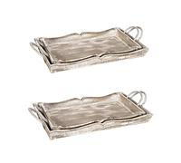 Biscottini Plateaux en Bois Made in Italy | Plateau de Service gravé à la Main | Set de Plateaux de 2