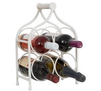 Biscottini Porte-Bouteilles à vin en Fer forgé Blanc Antique - Porte-Bouteille Eau et vin L24 x PR14 x H35 - Porte-vin de Table - Cave à vin pour Meubles