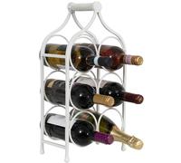 Biscottini Porte-Bouteilles à vin en Fer forgé Blanc Antique - Porte-Bouteille Eau et vin L24 x PR14 x H46 - Porte-vin de Table - Cave à vin pour Meubles