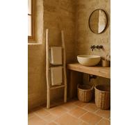 Biscottini porte-serviettes Échelle de bain 108 x 32 x 3 cm - Escalier décoratif en bois - Bambou - Échelle porte-serviettes mural en métal