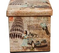 Biscottini Pouf de rangement en similicuir 32 x 32 x 32 cm | Boîte à objets avec couvercle | Cube de rangement | Pouf de rangement pliable