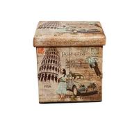 Biscottini Pouf de rangement en similicuir 33 x 33 x 33 cm | Boîte à objets avec couvercle | Cube récipient | Pouf de rangement pliable