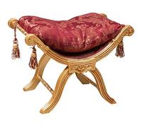 Biscottini Pouf Savonarola L46,5XPR74,5XH54,5 Rouge Damassé - Pouf Fauteuil - Pouf Repose-Pieds - Schtroumpf pour s'asseoir - Puff Style Antique - Fauteuil - Fauteuil Salon