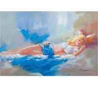 Biscottini Quadro Huile Toil Peint Main Rêveur Décor Maison Moderne 90x60