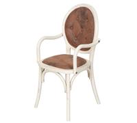 Biscottini Sedia Poltroncina En Bois Massif 45x47x96 Avec Accoudoirs Blanc