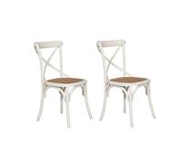 Biscottini Set Chaises salle à manger bois massif 86x42x46 cm - Chaise cuisine et salon en rotin - Chaises en bois pour l'extérieur et l'intérieur - Chaise bois blanc