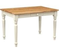 Biscottini Table carrée extensible L120xPR80xH80 blanc et naturel - Table de cuisine extensible en bois massif Made in Italy - Table à manger extensible