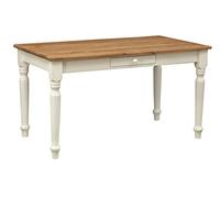 Biscottini Table de Bureau Bois 140x80x80 cm - Table de Cuisine en Tilleul Massif - Table à Manger pour intérieur et extérieur - Table en Bois Massif avec tiroir