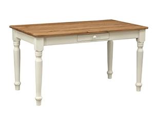 Biscottini Table de Bureau Bois 140x80x80 cm - Table de Cuisine en Tilleul Massif - Table à Manger pour intérieur et extérieur - Table en Bois Massif avec tiroir