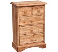 Biscottini Table de Chevet Blanc Shabby 75 x 52 x 31 cm Made in Italy - Table de Chevet Chambre Country - Table de Chevet Vintage 5 tiroirs - Table de Chevet Haute