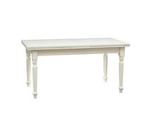 Biscottini Table Extensible en Bois Massif de Tilleul - Style Rustique - Structure et Plateau Blanc Vieilli L 160 x P 80 x H 80 cm