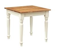 Biscottini Table Non Extensible champêtre en Bois Massif de Tilleul avec Structure Antique Blanche et Plateau en Finition Naturelle L80xPR80xH78 cm