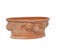 Biscottini Vase Cesta Panier bol en terre cuite Pot de fleurs pour jardin, extérieur, fabriqué en Italie, L33 x PR14 x H20 cm