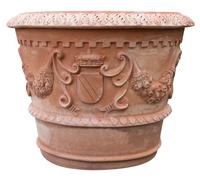 Biscottini Vaso Portavaso Orcio Toscano Terracotta Invecchiata 96x74 cm Giardino
