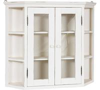 Biscottini Vitrine d'exposition en Bois Massif Blanc 86,5X21,5X75 cm - Meuble Cuisine ou vitrine Salon - Meubles Shabby Chic Maison - Vitrine d'exposition